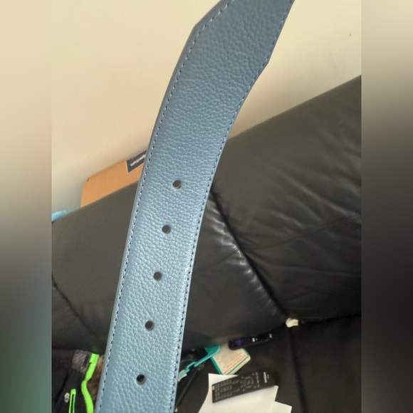 AUTHENTIC MICHAEL KORS LEATHER BELT BLUE W/MK CHARM LOGO BUCKLE SIZE small new - Picture 3 of 11